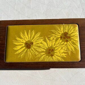 MCM Yellow Sunflower Ceramic and Wood Box